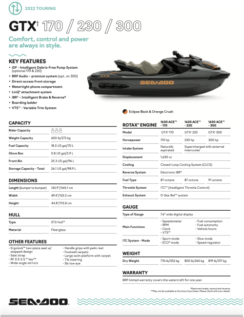 SEA-DOO GTX 230 IDF Audio 2022